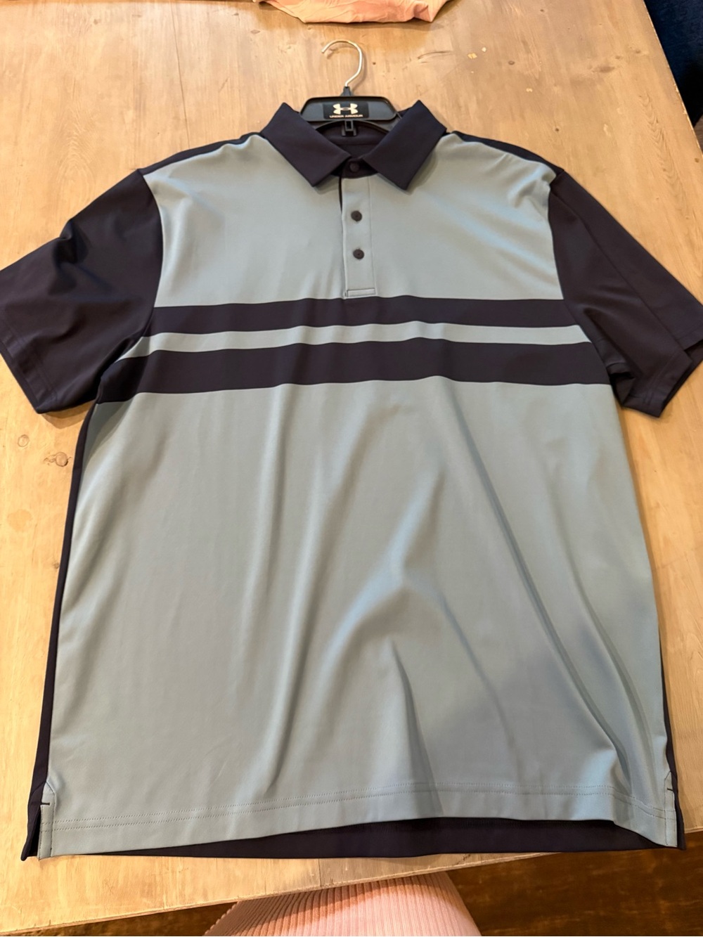 Under Armour Men's Grey and Blue Striped Polo
